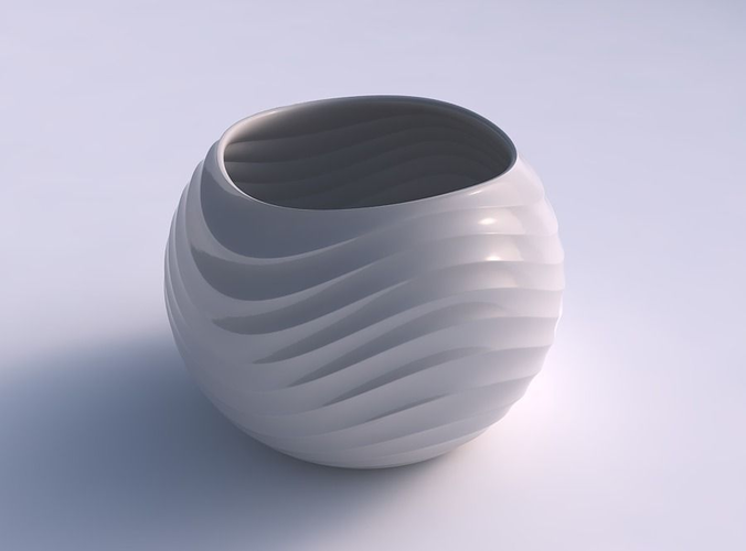 Bowl spheric with curved horizontal wavy sections