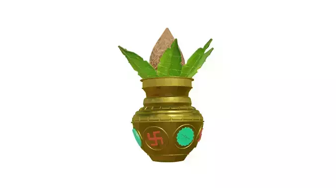 Kalash golden vase with leaves