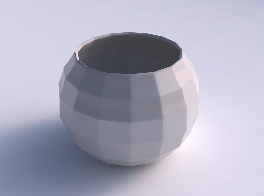 Bowl spheric with curved creases 3D print model_0