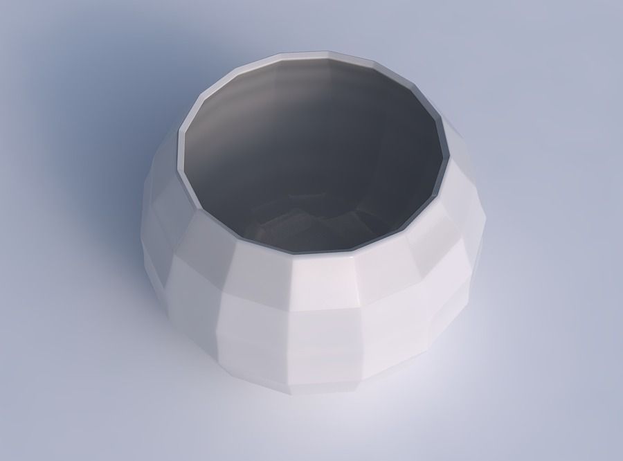 Bowl spheric with curved creases 3D print model_1