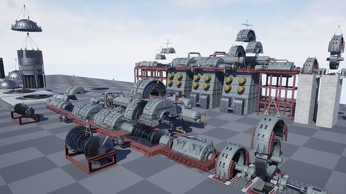 Nuclear power plant Low-poly 3D model