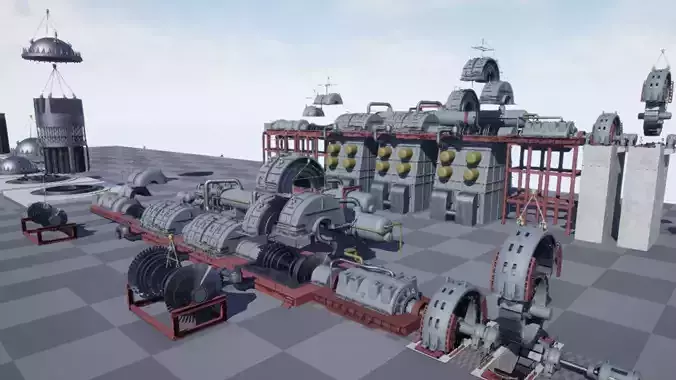 Nuclear power plant Low-poly 3D model