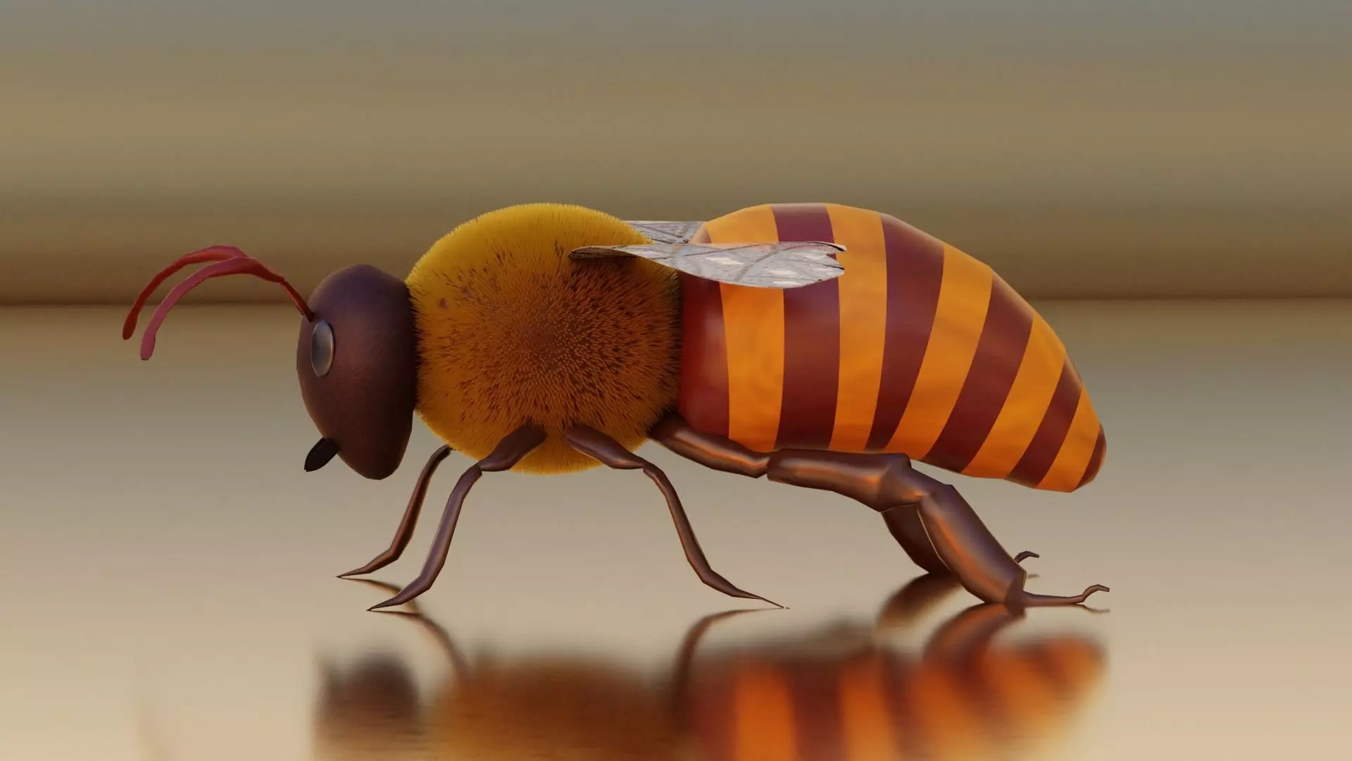 Honey Bee Rigged and Animated For Easy Non Linear Animation Low-poly 3D model_0