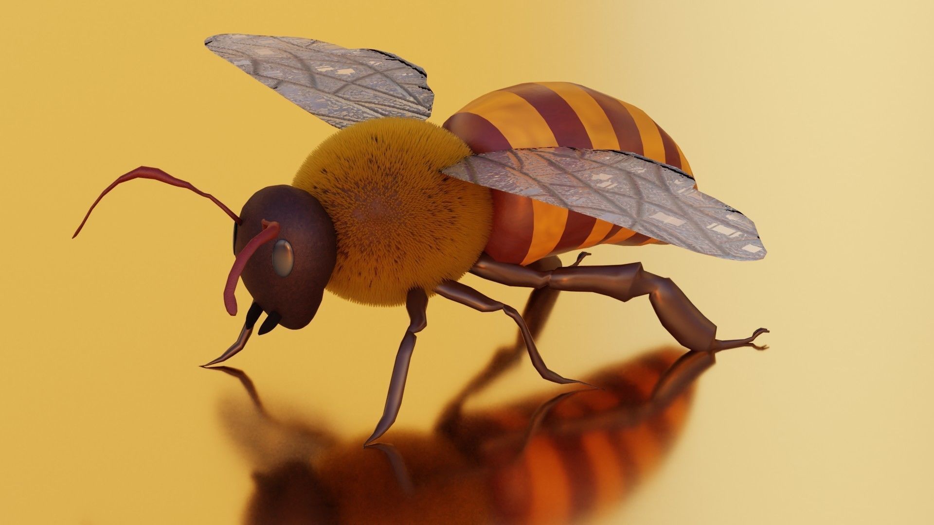 Honey Bee Rigged and Animated For Easy Non Linear Animation Low-poly 3D model_2