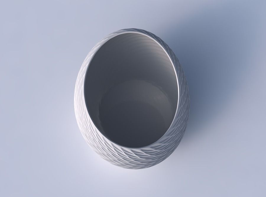Bowl skewed with twisted diagonal grid dents 3D print model_2