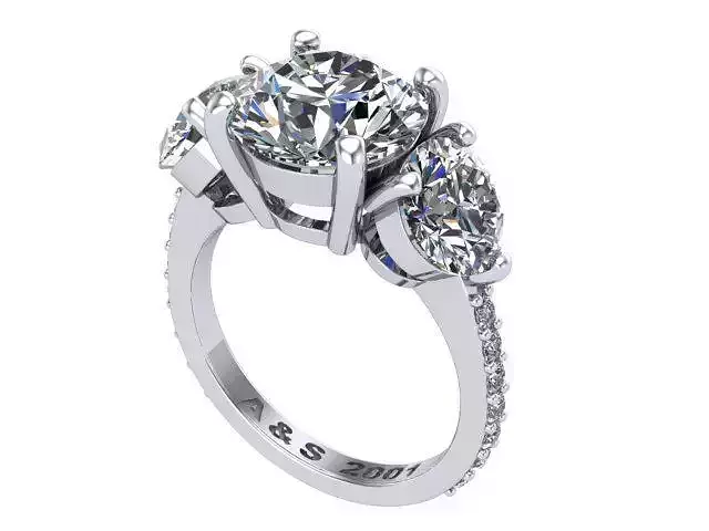 Three Stone Engagement Ring 
