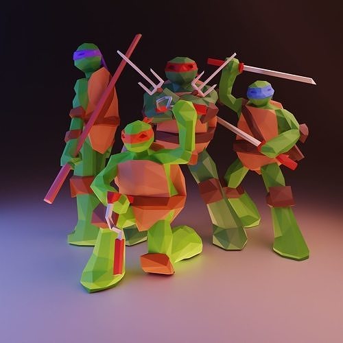 Ninja Turtles Low Poly Pack 3D Model Collection