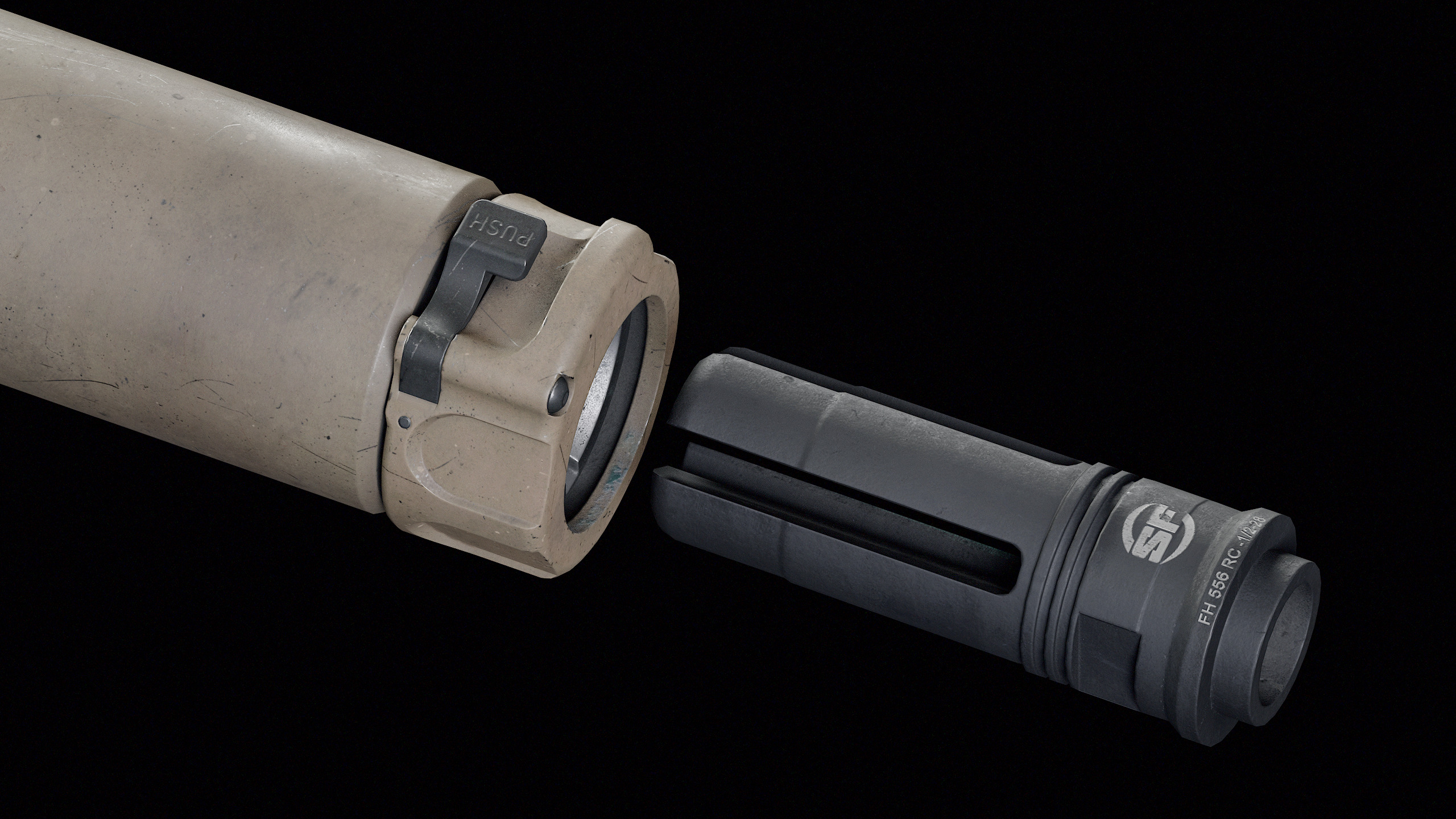 SOCOM556-RC1 Suppressor Low-poly 3D model_5