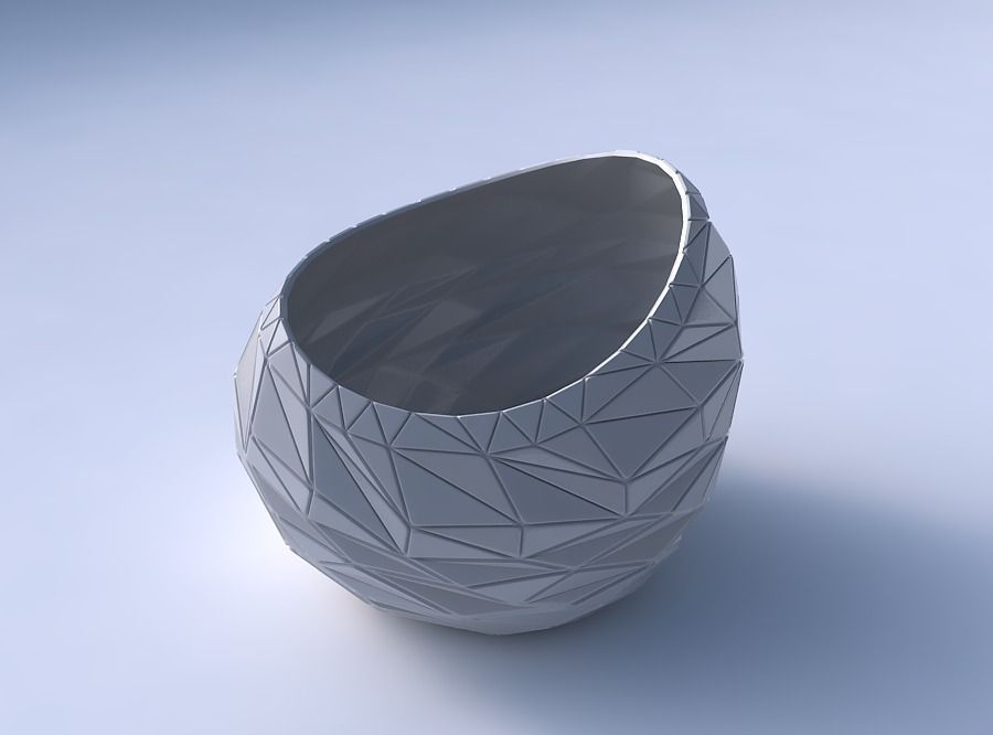 Bowl skewed with random triangle plates 3D print model_3