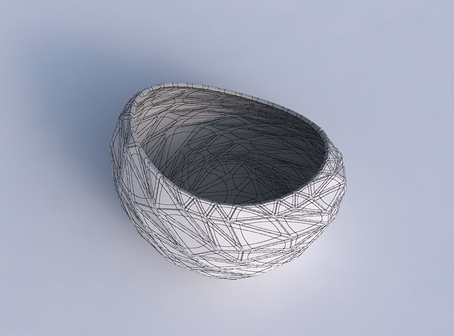 Bowl skewed with random triangle plates 3D print model_6