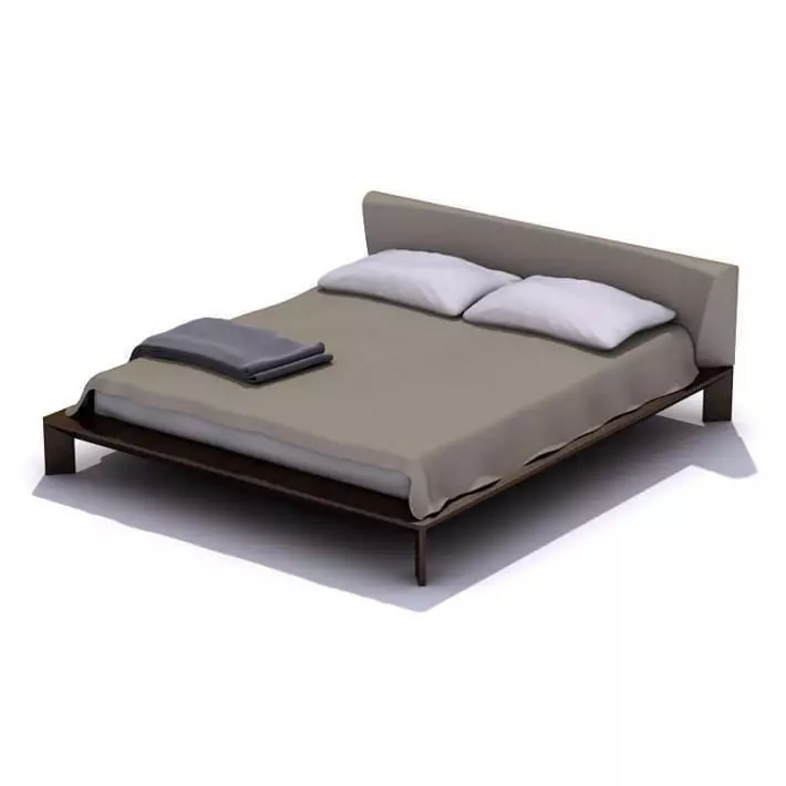 Modern Gray Bed 3D model_0