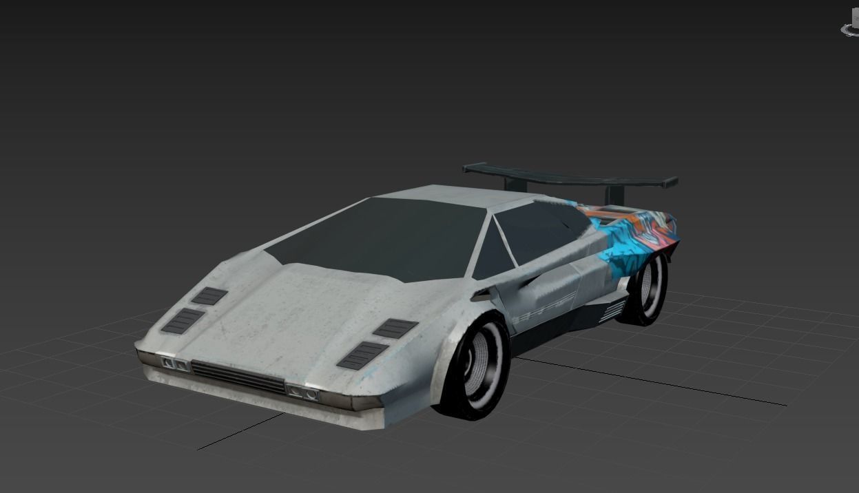 Cyberpunk Retro Car Low-poly 3D model_3