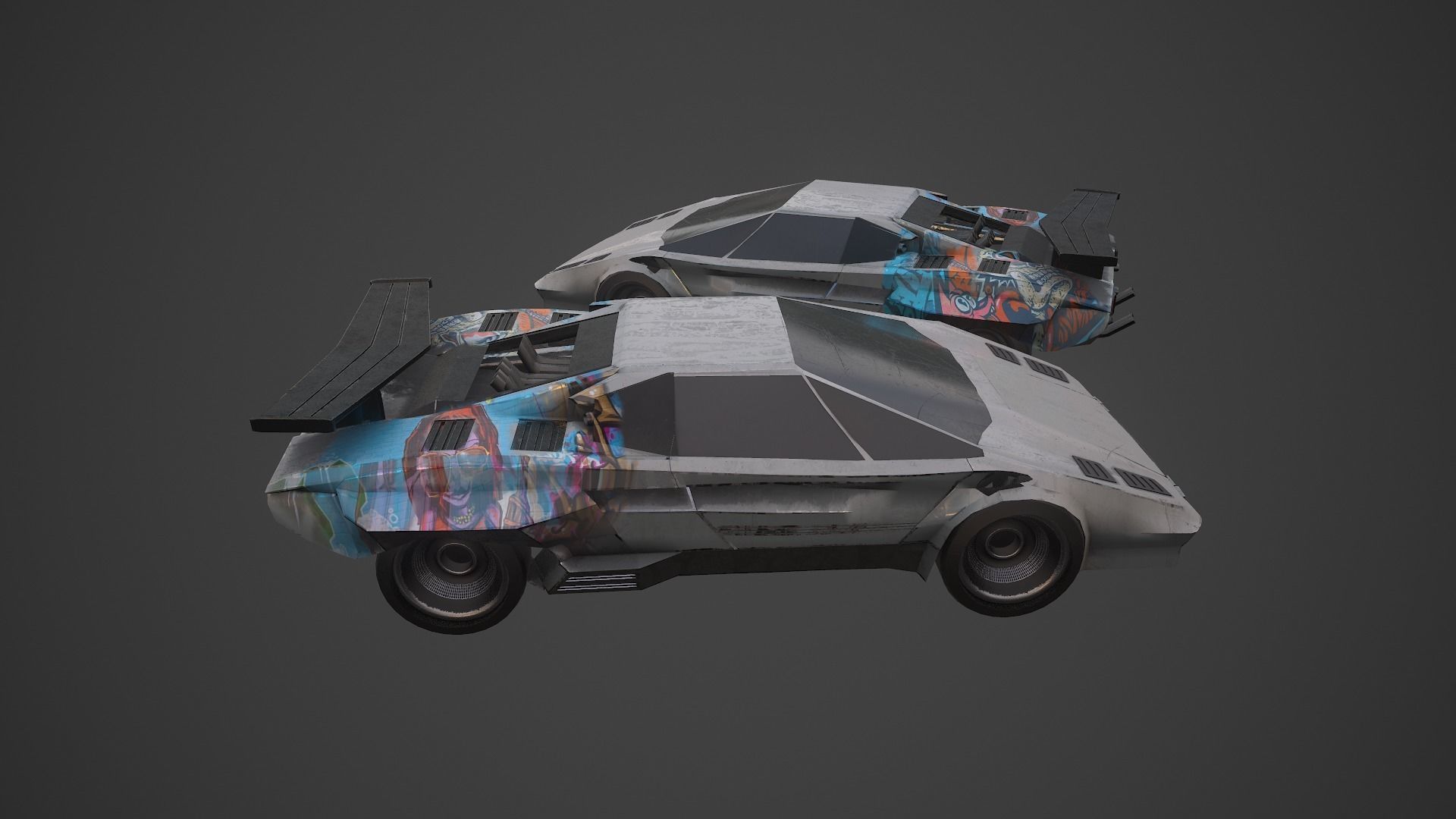Cyberpunk Retro Car Low-poly 3D model_23