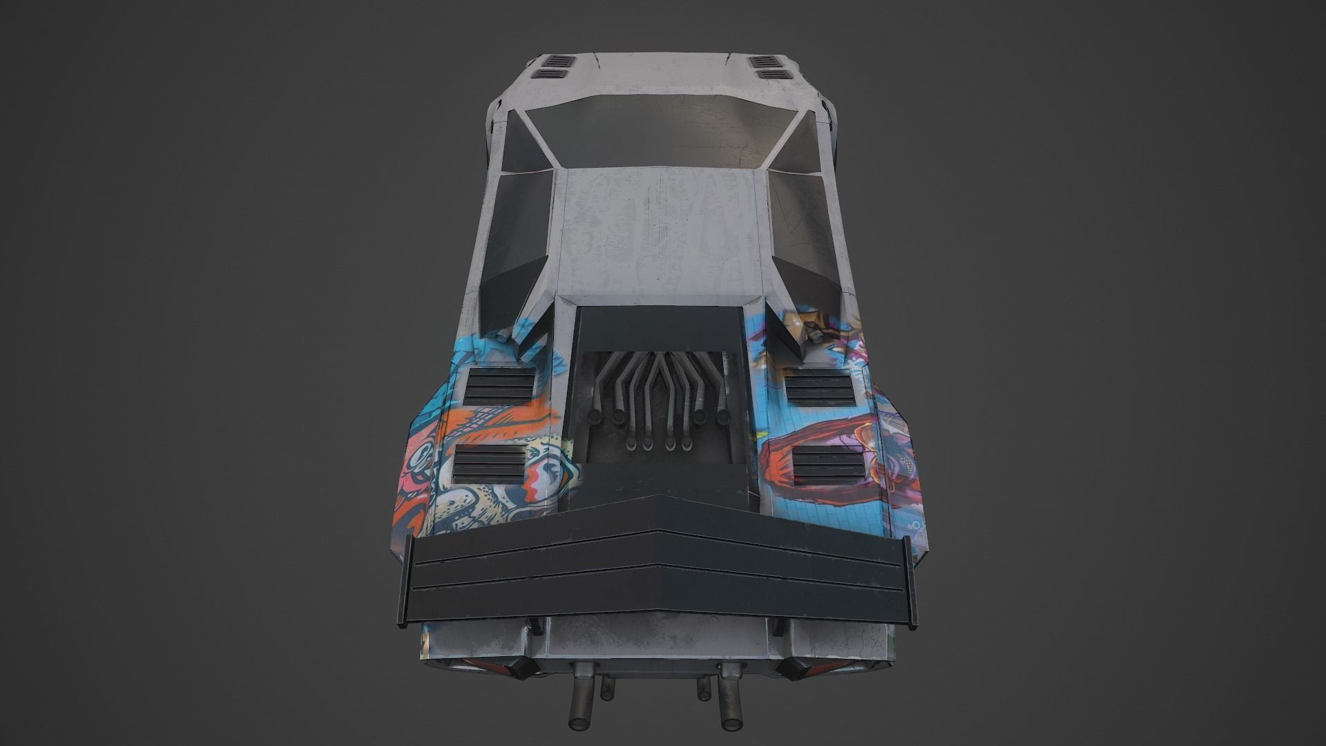 Cyberpunk Retro Car Low-poly 3D model_14