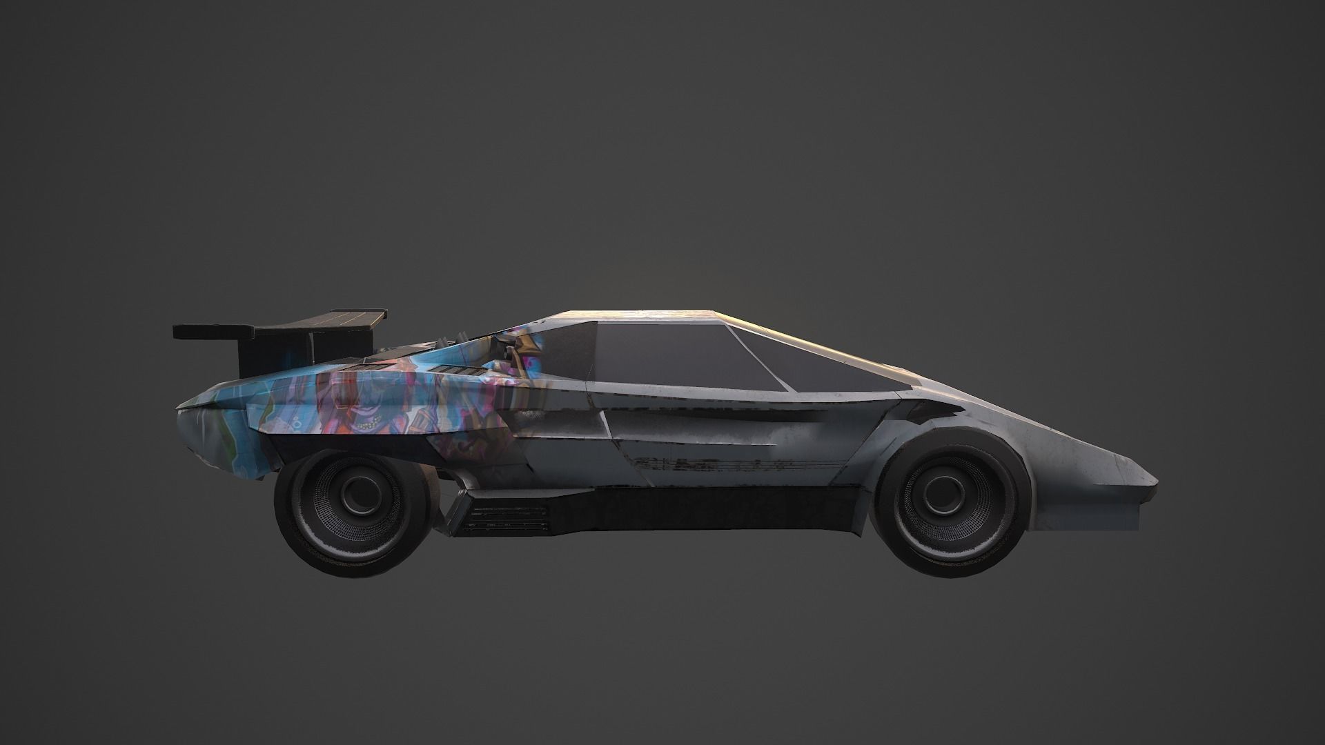 Cyberpunk Retro Car Low-poly 3D model_11