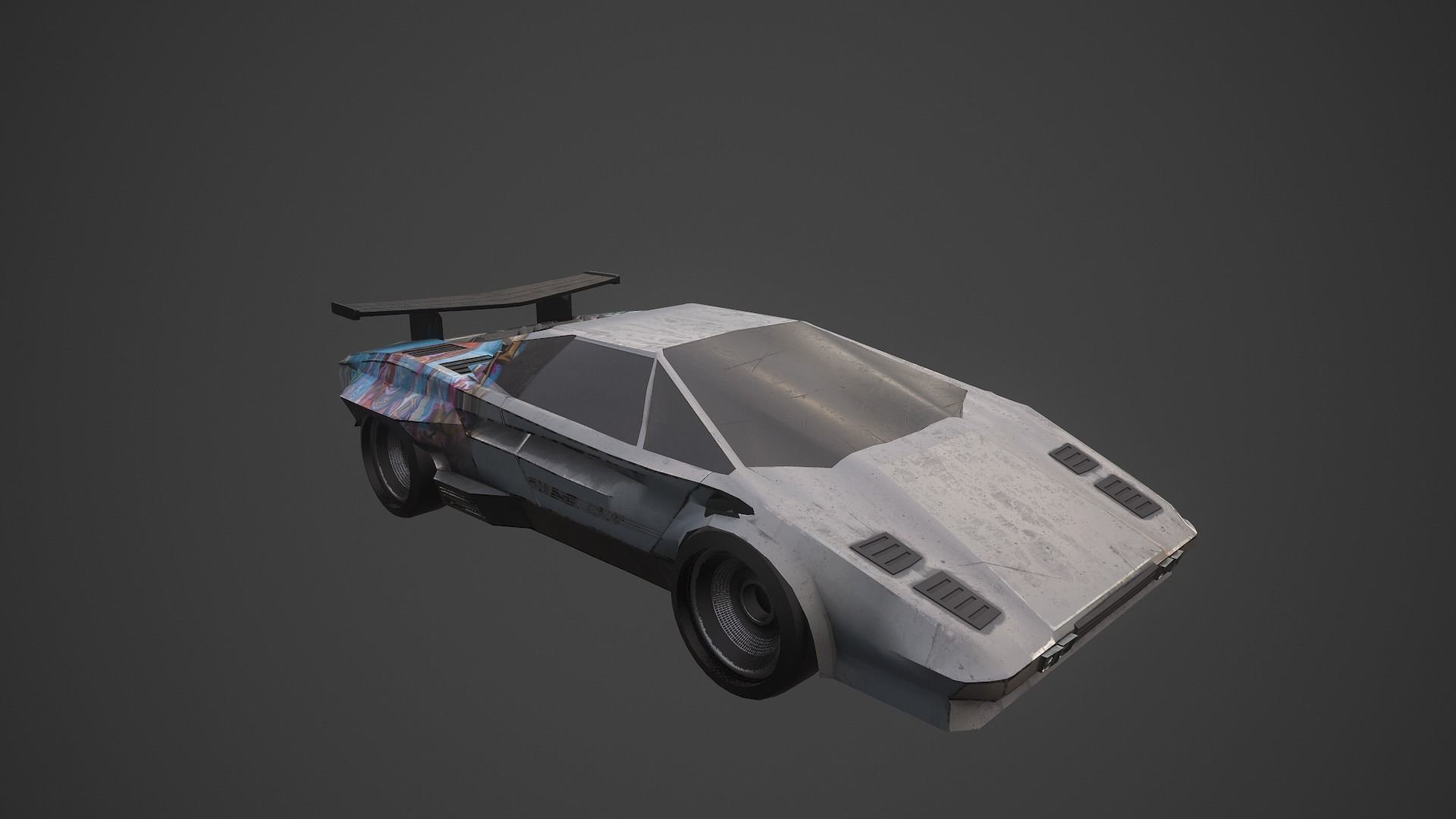 Cyberpunk Retro Car Low-poly 3D model_20