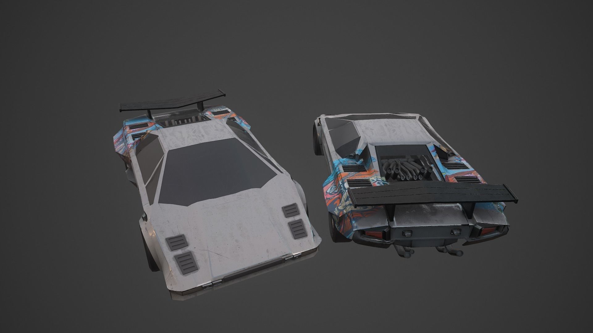 Cyberpunk Retro Car Low-poly 3D model_6