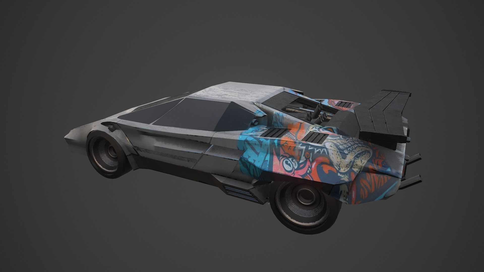 Cyberpunk Retro Car Low-poly 3D model_15