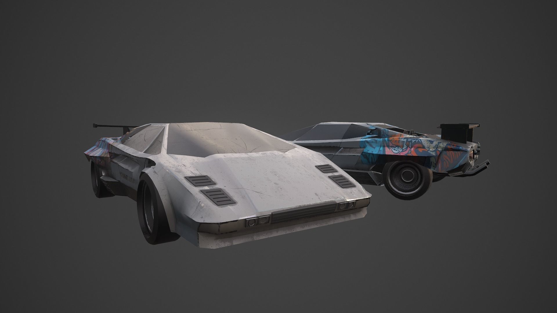 Cyberpunk Retro Car Low-poly 3D model_5