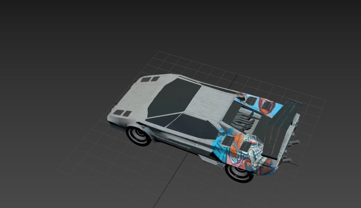 Cyberpunk Retro Car Low-poly 3D model_8