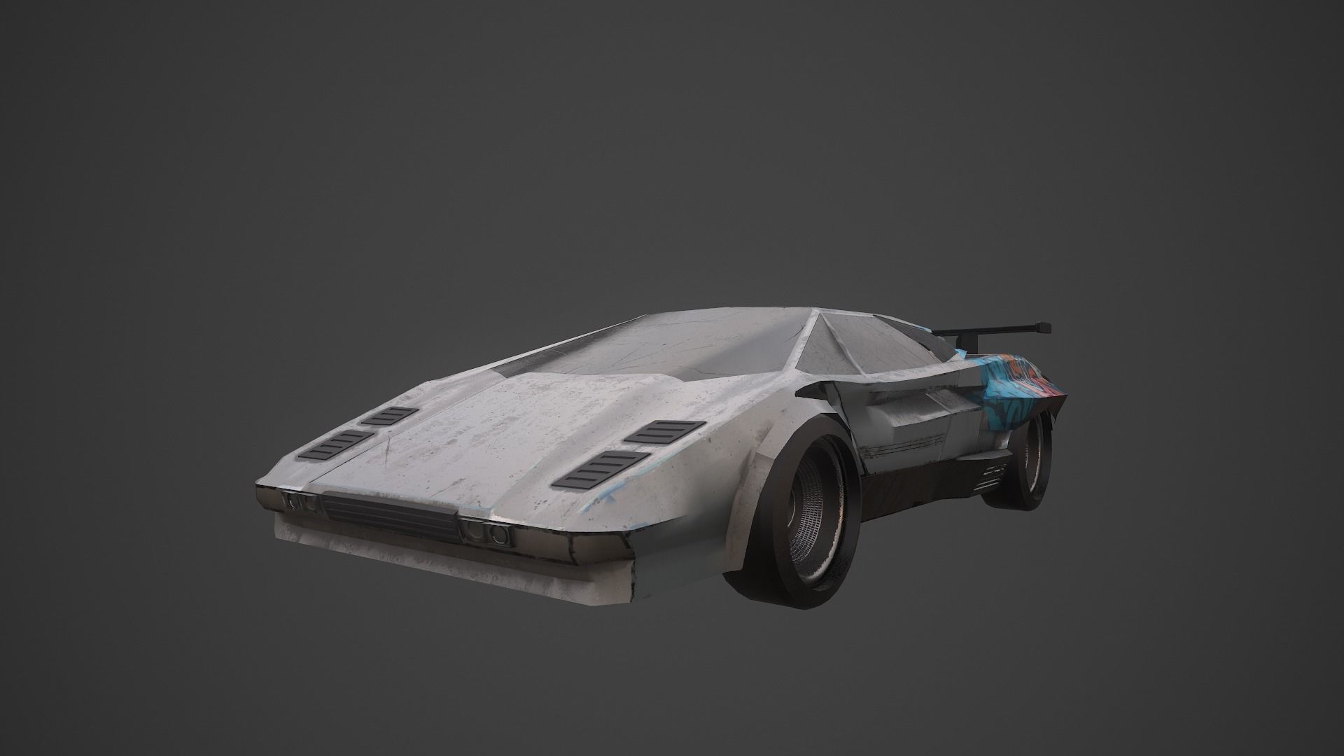 Cyberpunk Retro Car Low-poly 3D model_9