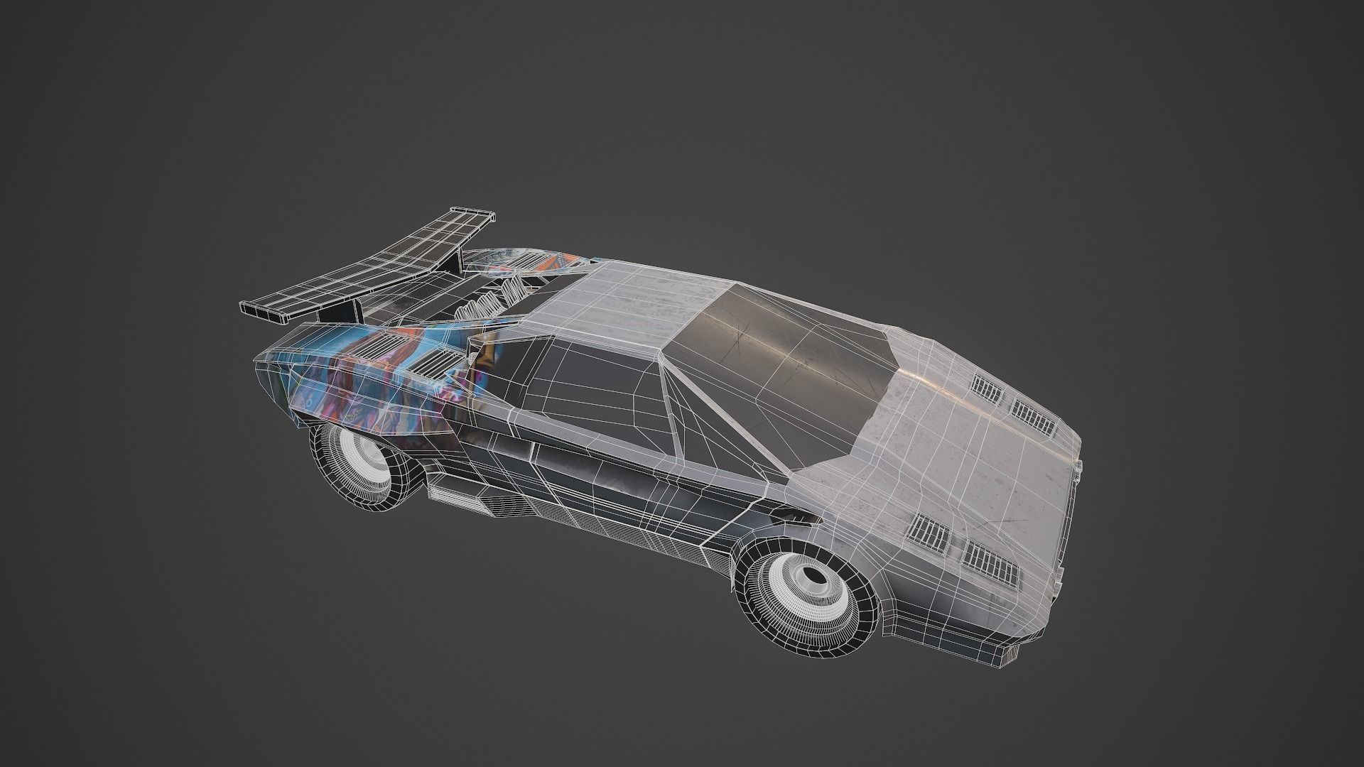 Cyberpunk Retro Car Low-poly 3D model_21