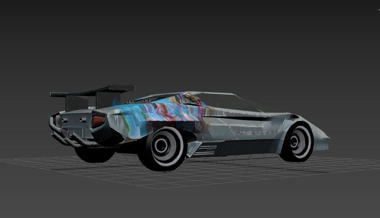 Cyberpunk Retro Car Low-poly 3D model_2