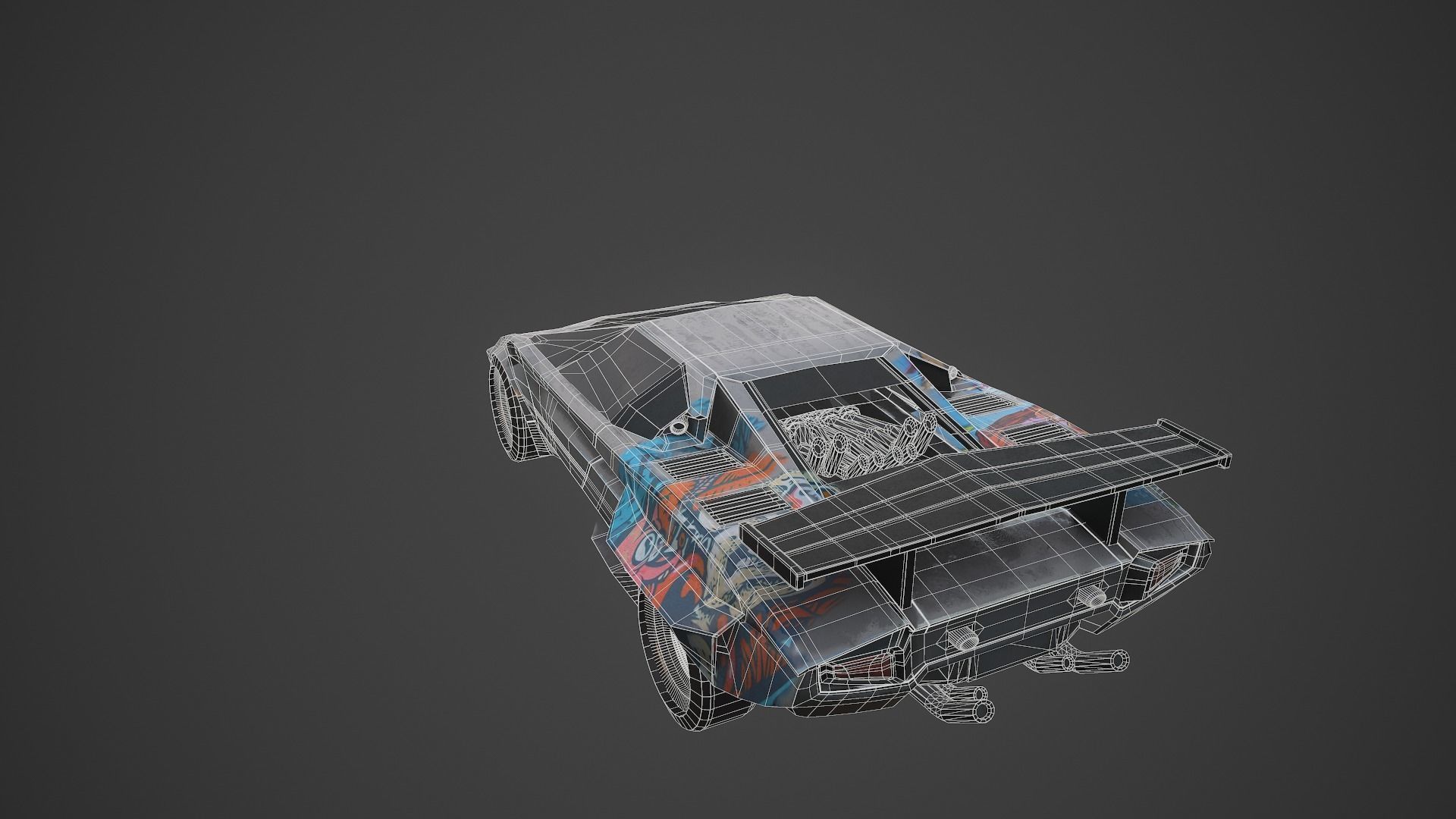 Cyberpunk Retro Car Low-poly 3D model_22