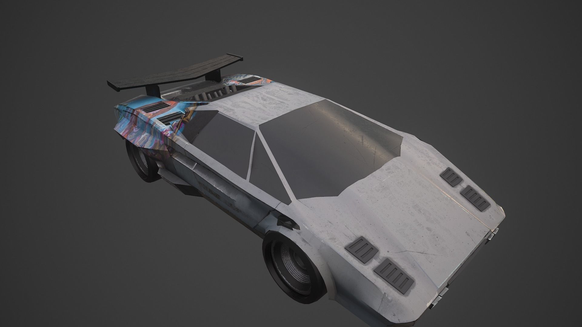 Cyberpunk Retro Car Low-poly 3D model_17
