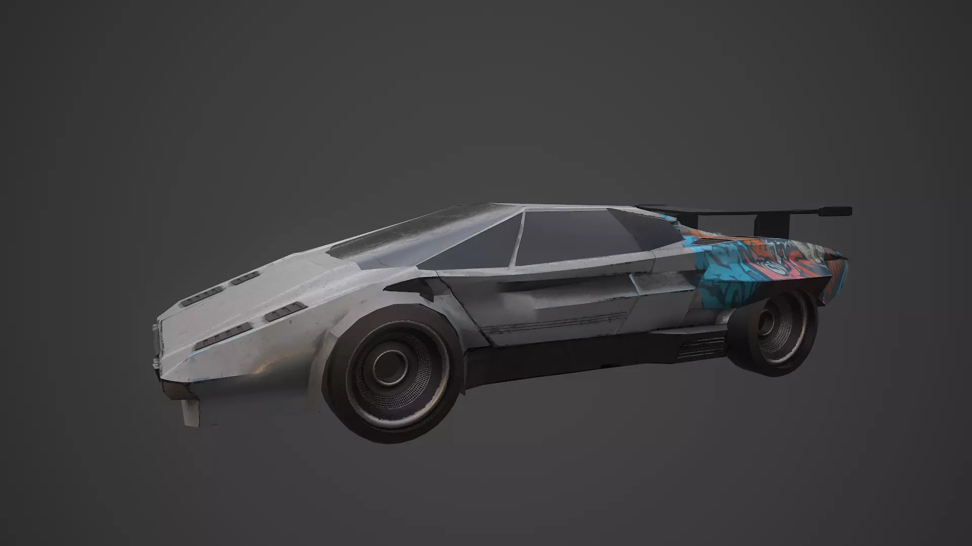 Cyberpunk Retro Car Low-poly 3D model_0