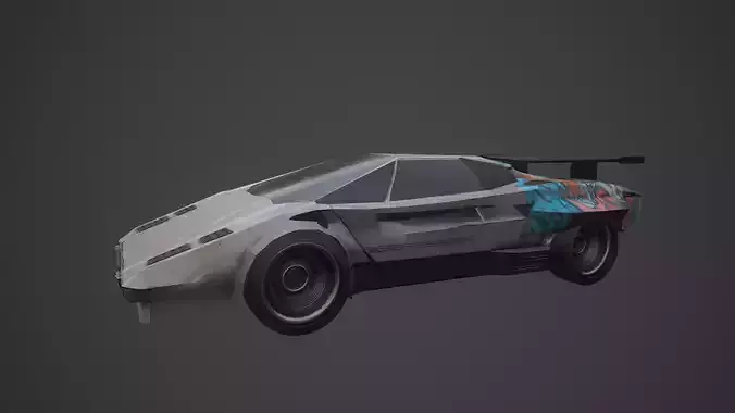 Cyberpunk Retro Car Low-poly 3D model