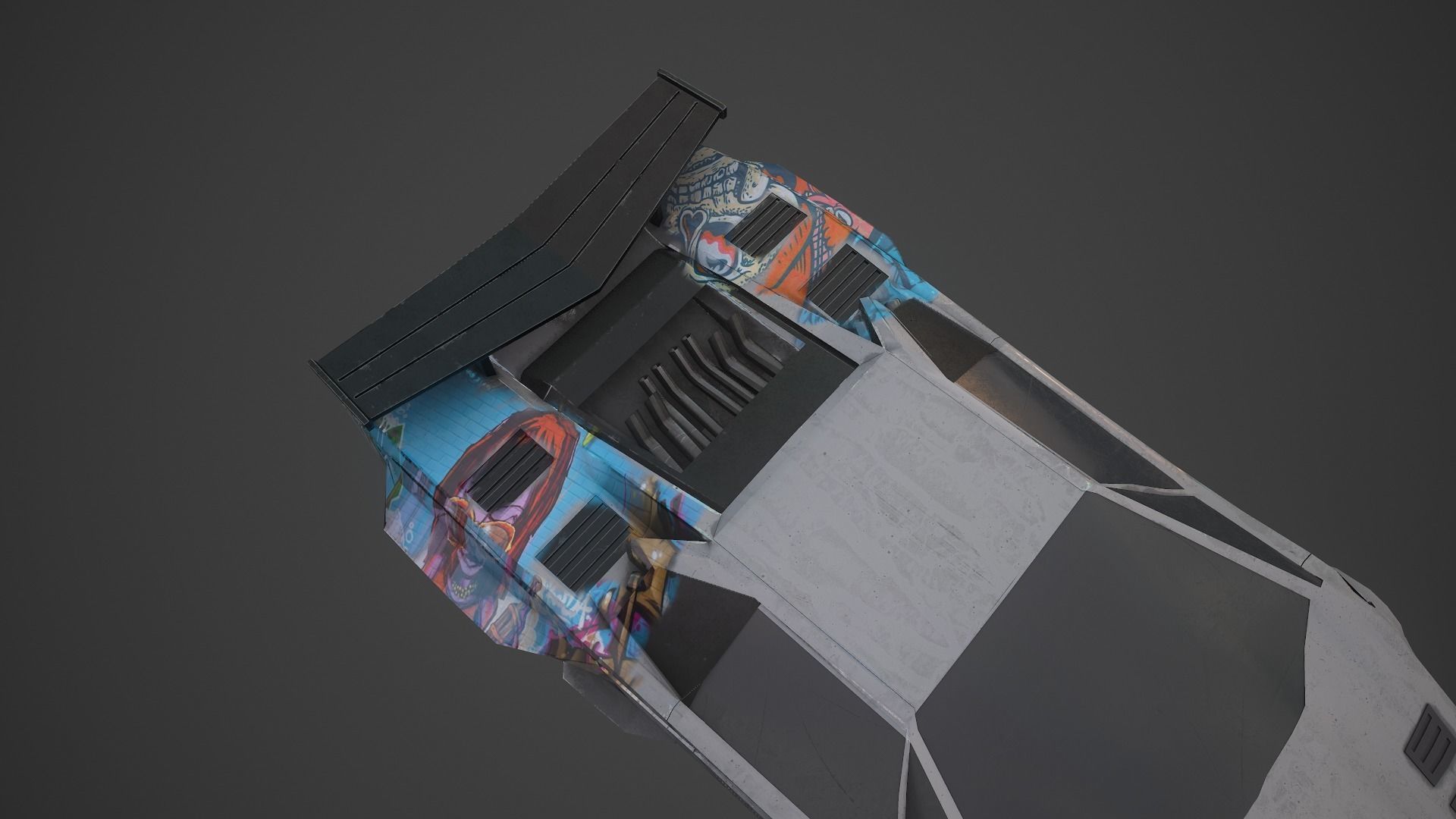 Cyberpunk Retro Car Low-poly 3D model_19