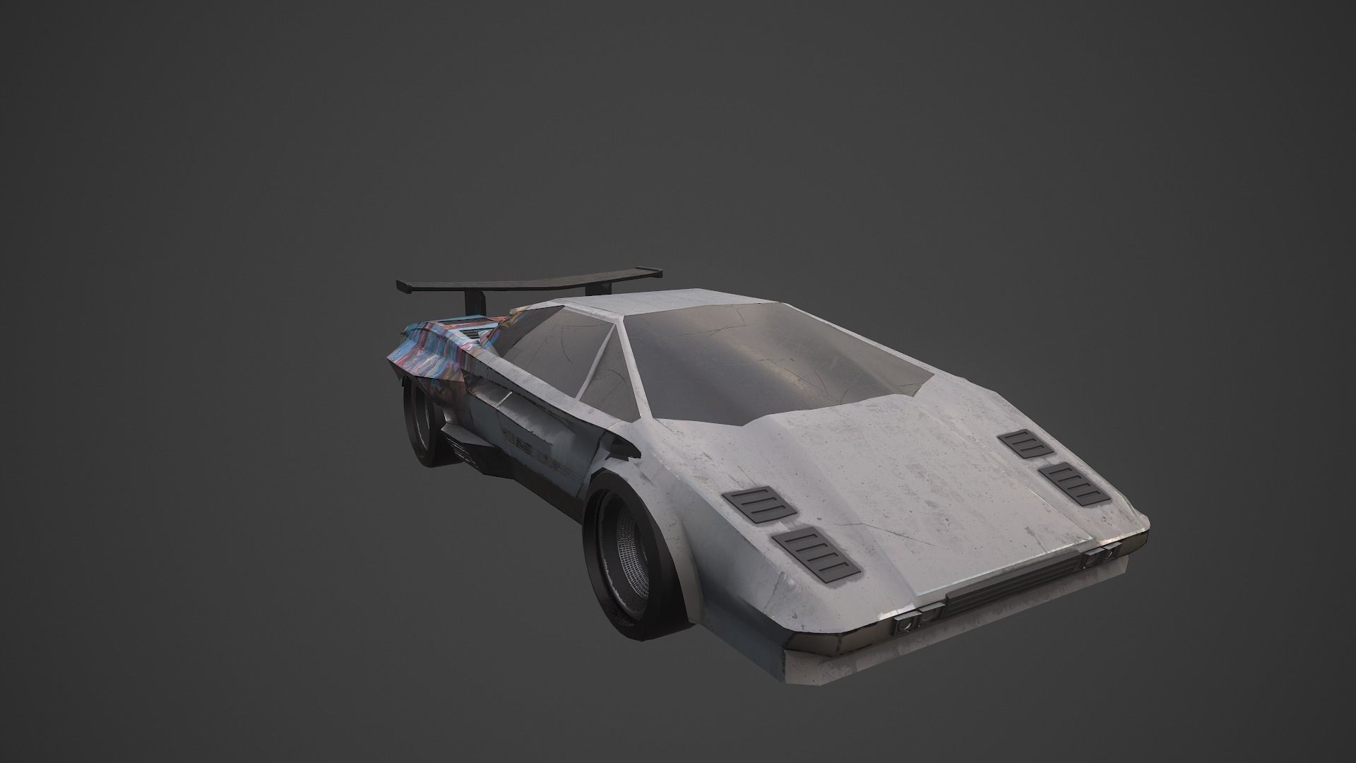 Cyberpunk Retro Car Low-poly 3D model_10