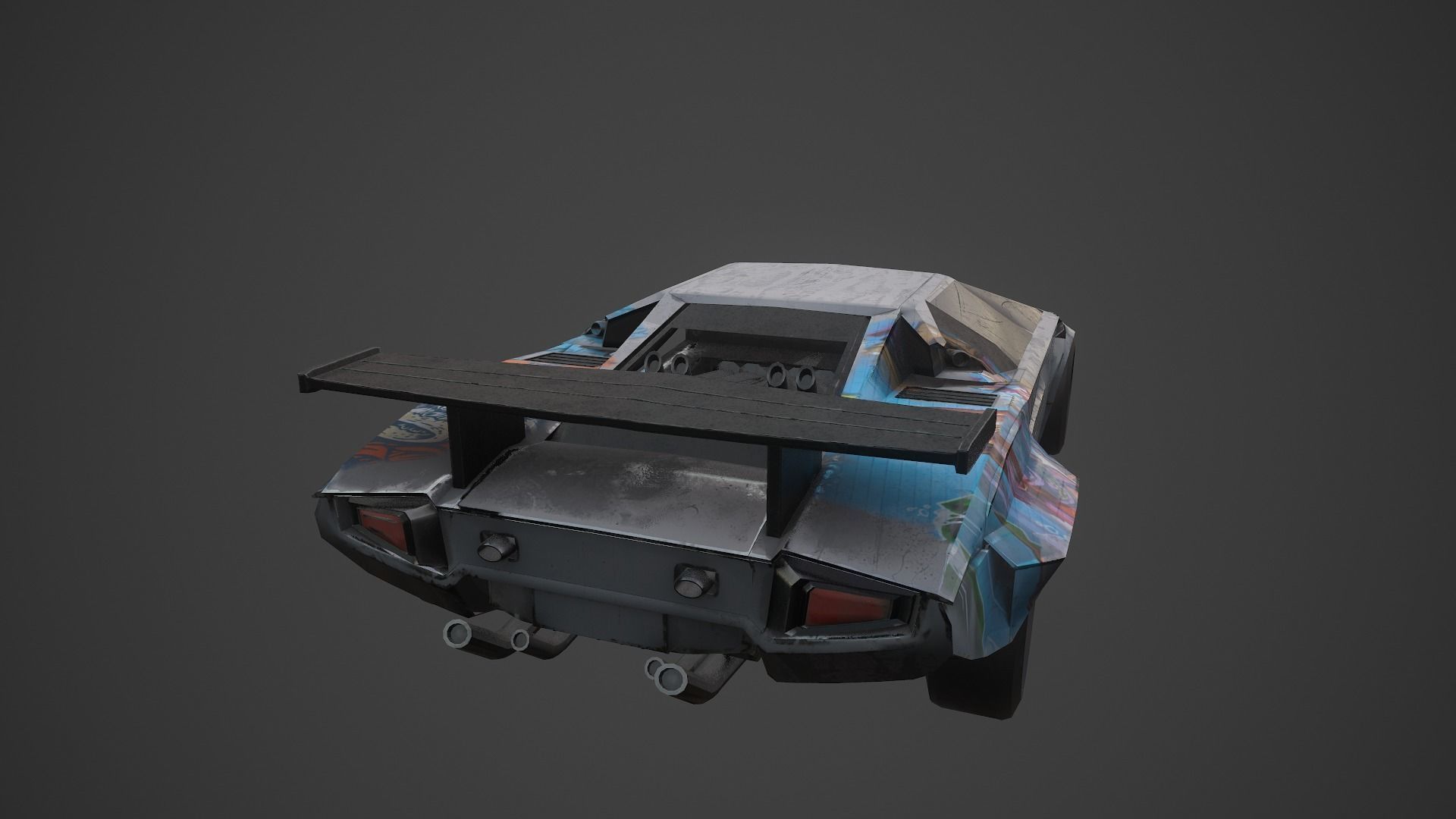 Cyberpunk Retro Car Low-poly 3D model_12