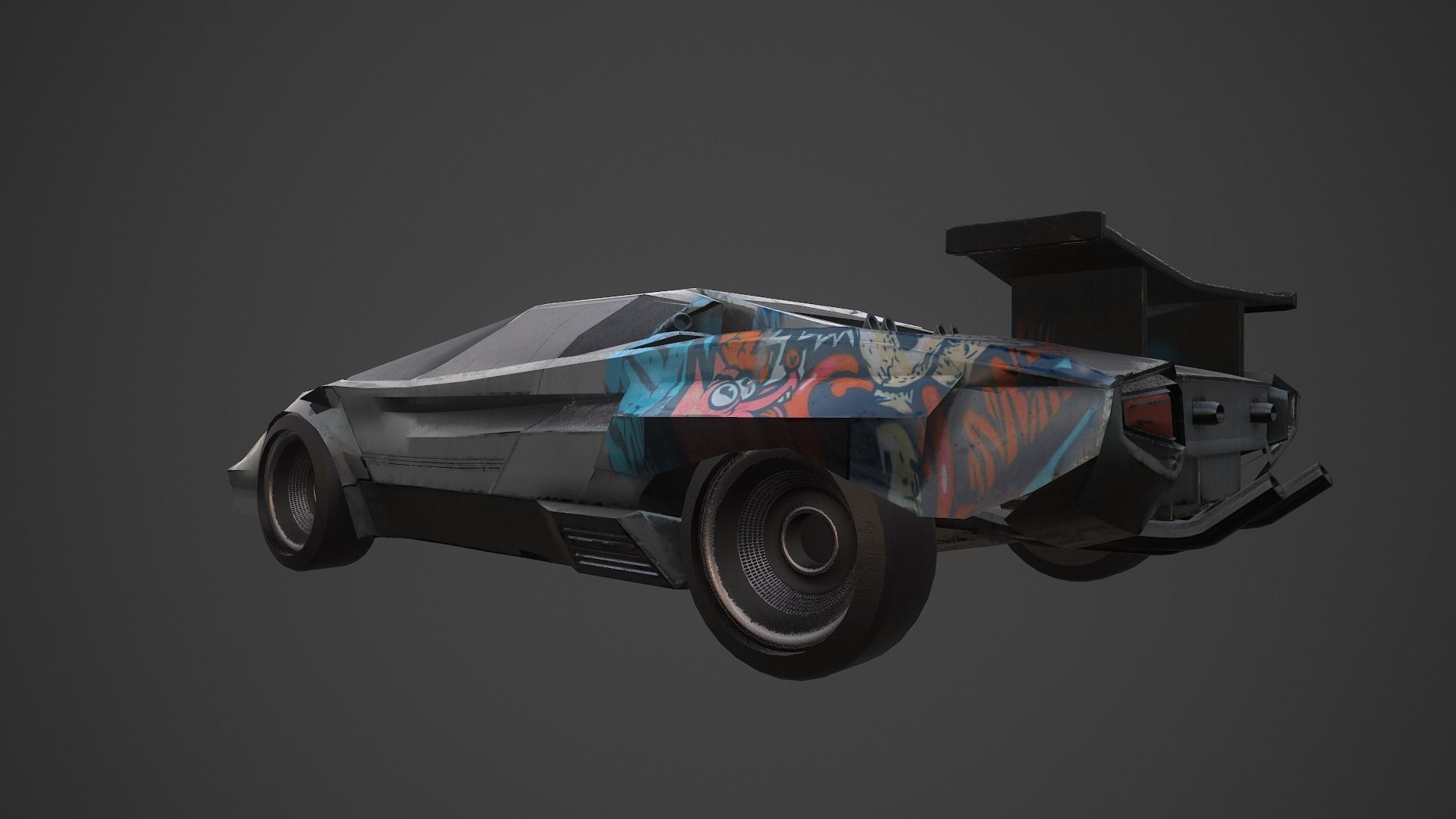 Cyberpunk Retro Car Low-poly 3D model_4