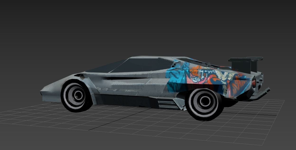 Cyberpunk Retro Car Low-poly 3D model_7