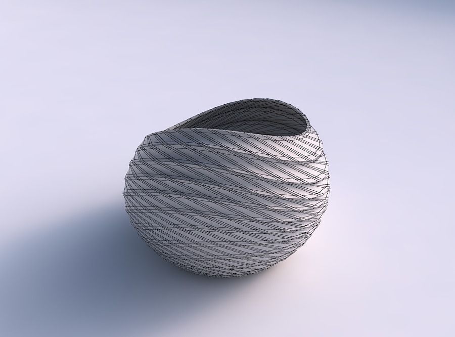 Bowl skewed with distorted and twisted grid plates 3D print model_5