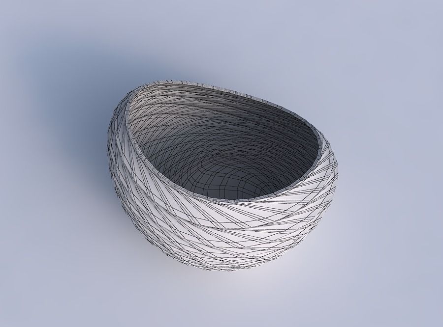 Bowl skewed with distorted and twisted grid plates 3D print model_6