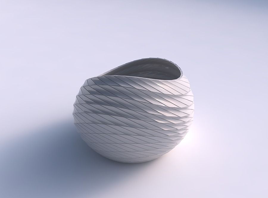 Bowl skewed with distorted and twisted grid plates 3D print model_0