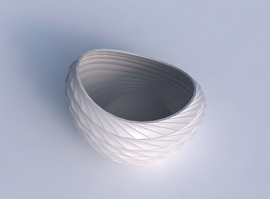 Bowl skewed with distorted and twisted grid plates 3D print model_1