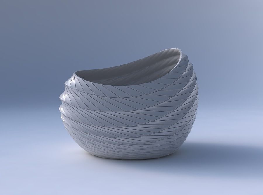 Bowl skewed with distorted and twisted grid plates 3D print model_4