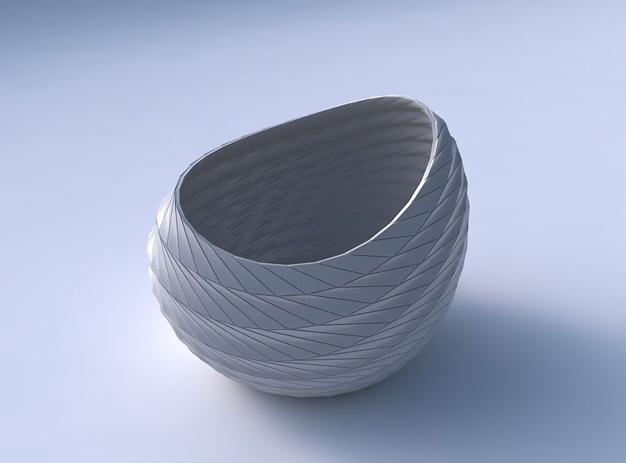 Bowl skewed with distorted and twisted grid plates 3D print model_3