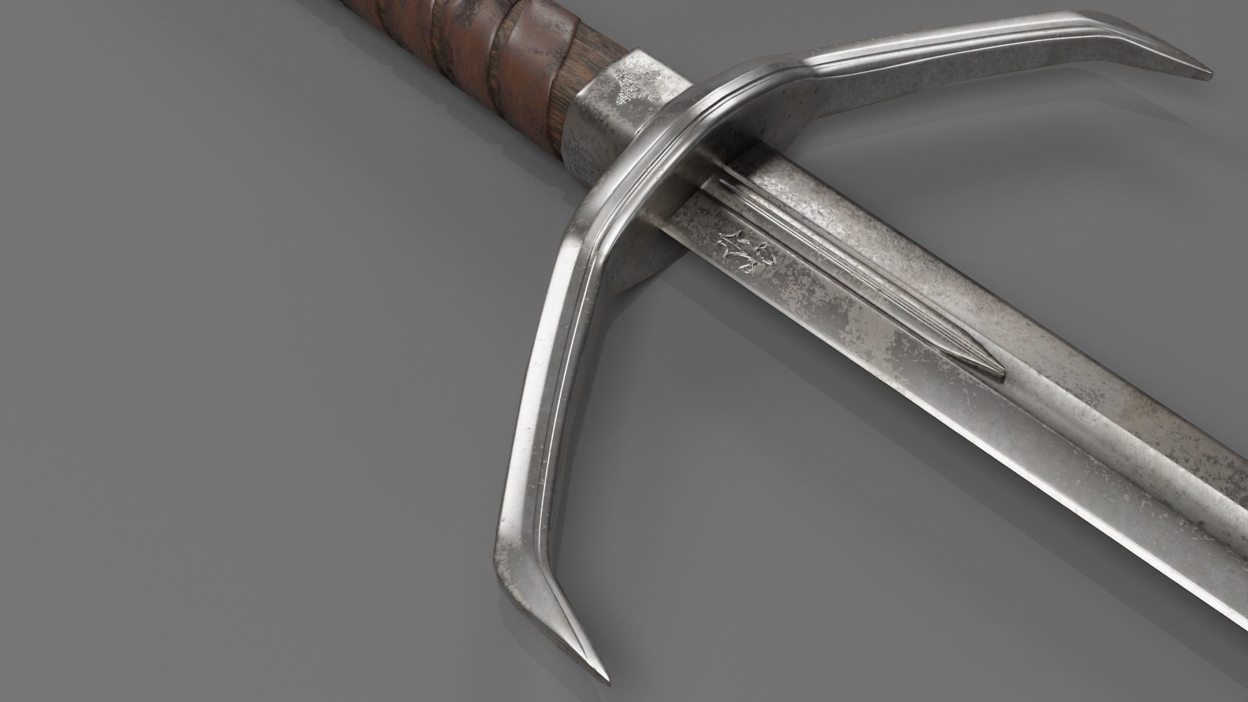 lowpoly HQ medieval sword  Low-poly 3D model_5
