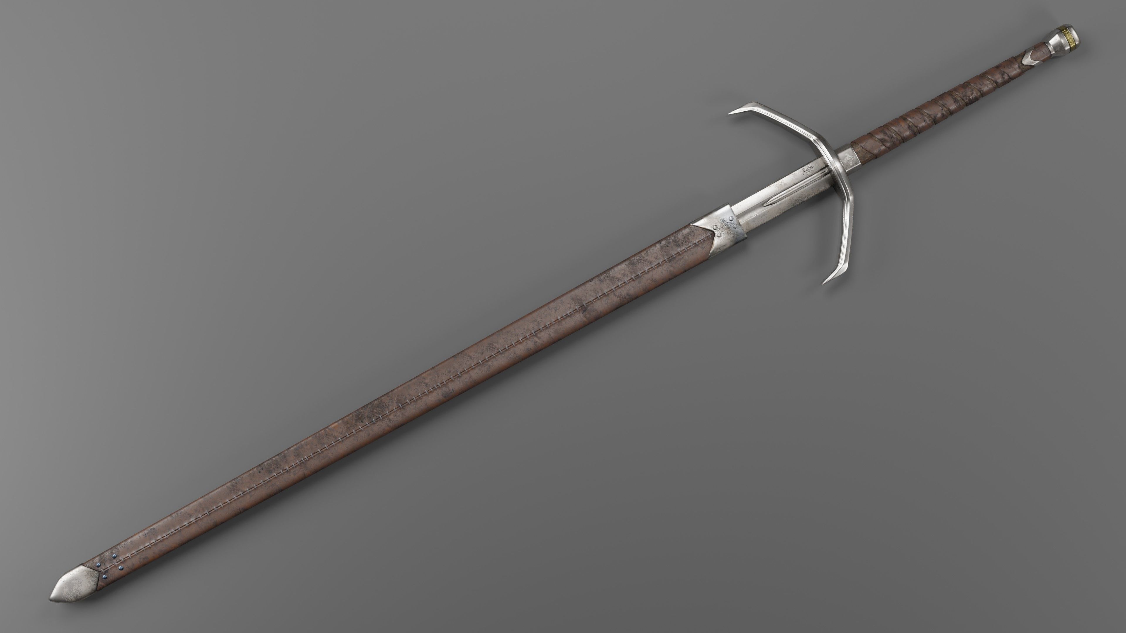 lowpoly HQ medieval sword  Low-poly 3D model_1