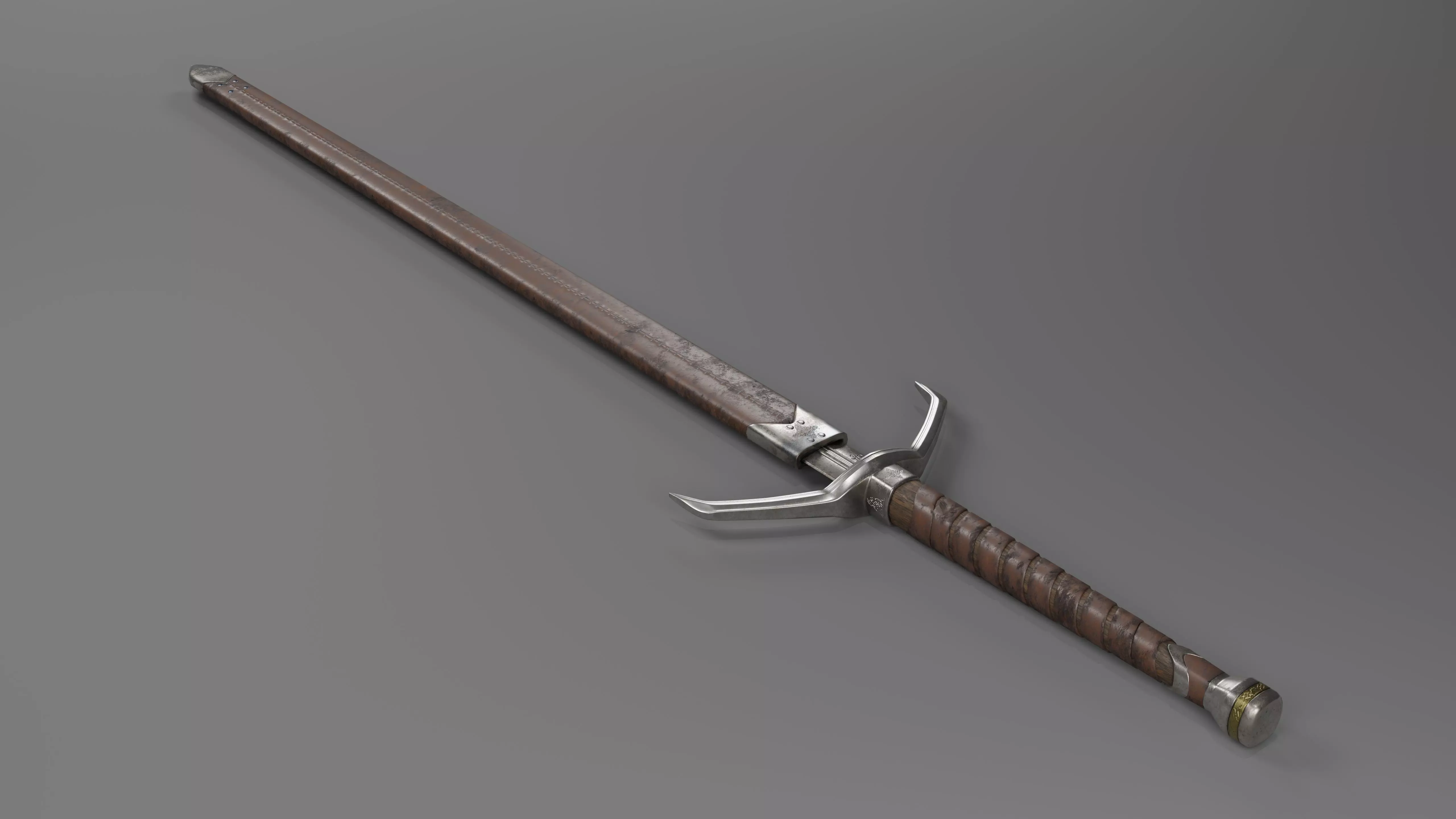 lowpoly HQ medieval sword  Low-poly 3D model_0