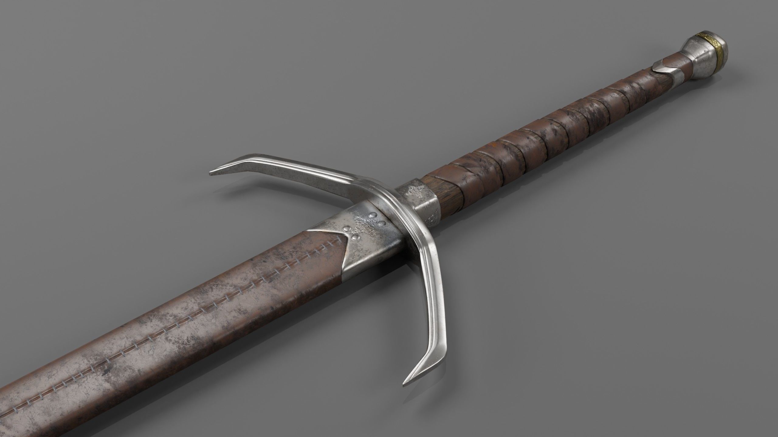 lowpoly HQ medieval sword  Low-poly 3D model_3