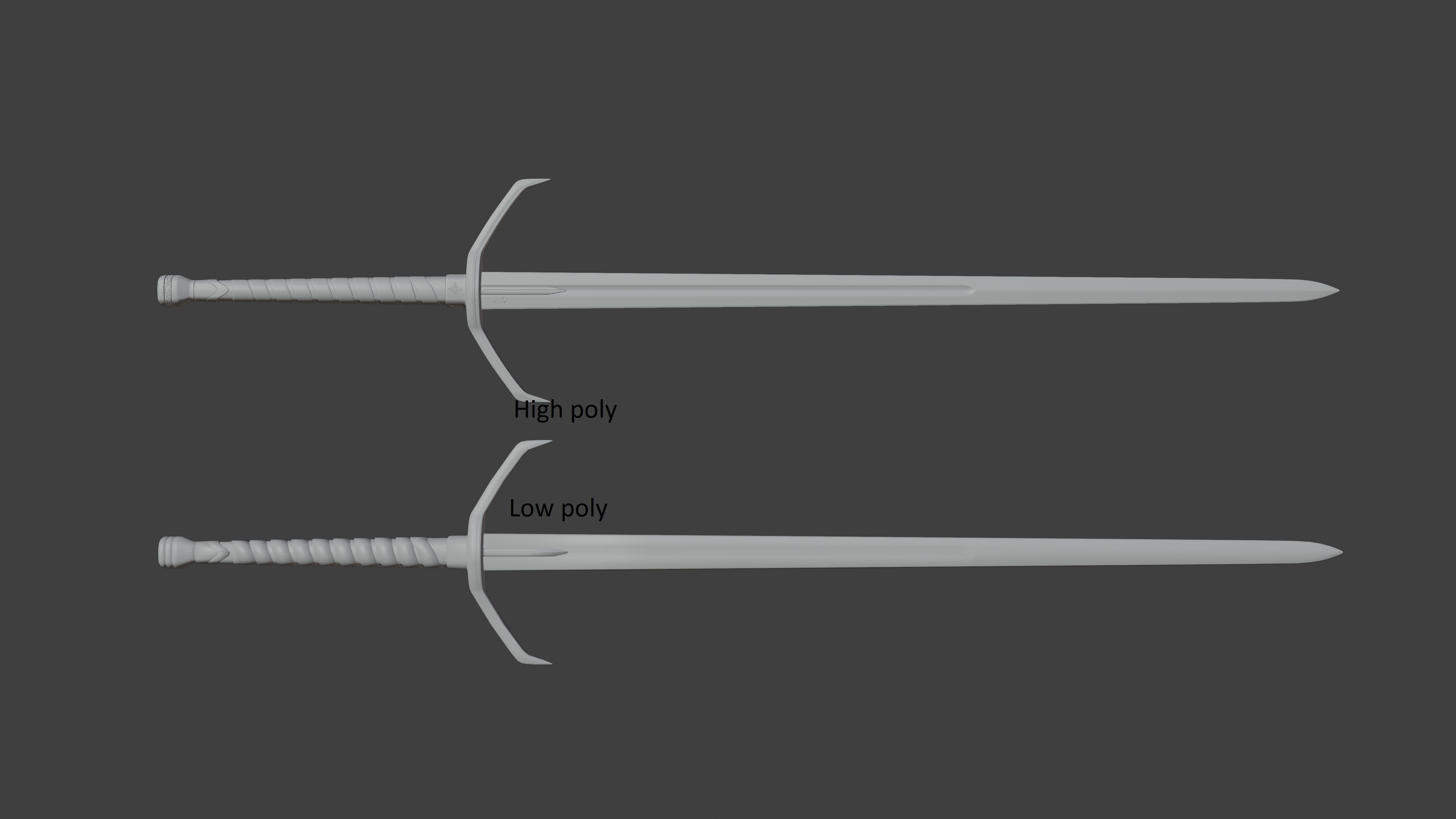 lowpoly HQ medieval sword  Low-poly 3D model_9
