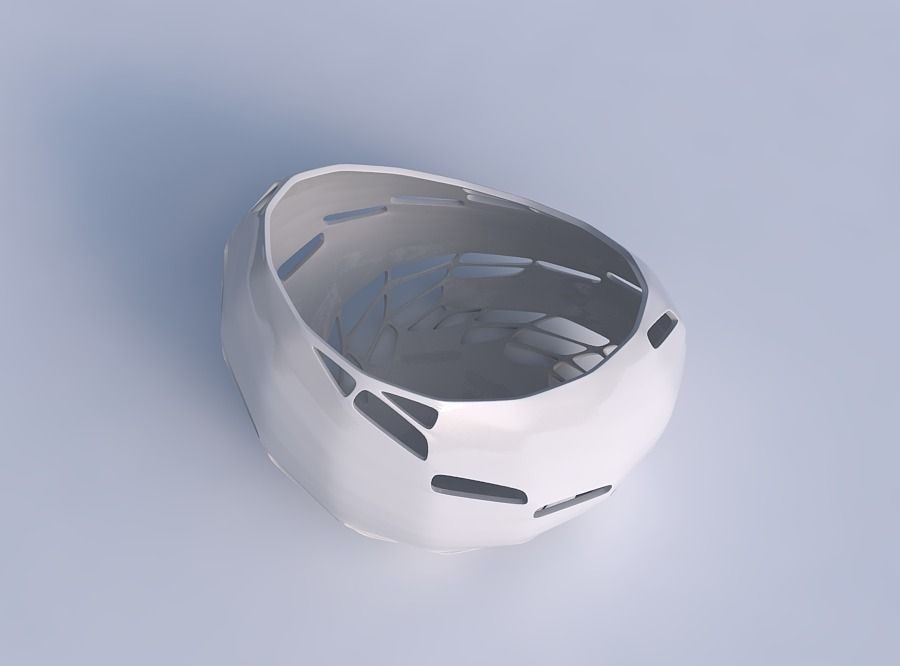 Bowl skewed with diagonal grid lattice 2 3D print model_1