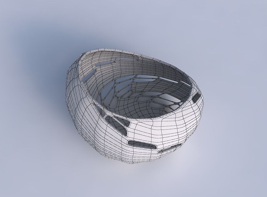 Bowl skewed with diagonal grid lattice 2 3D print model_6