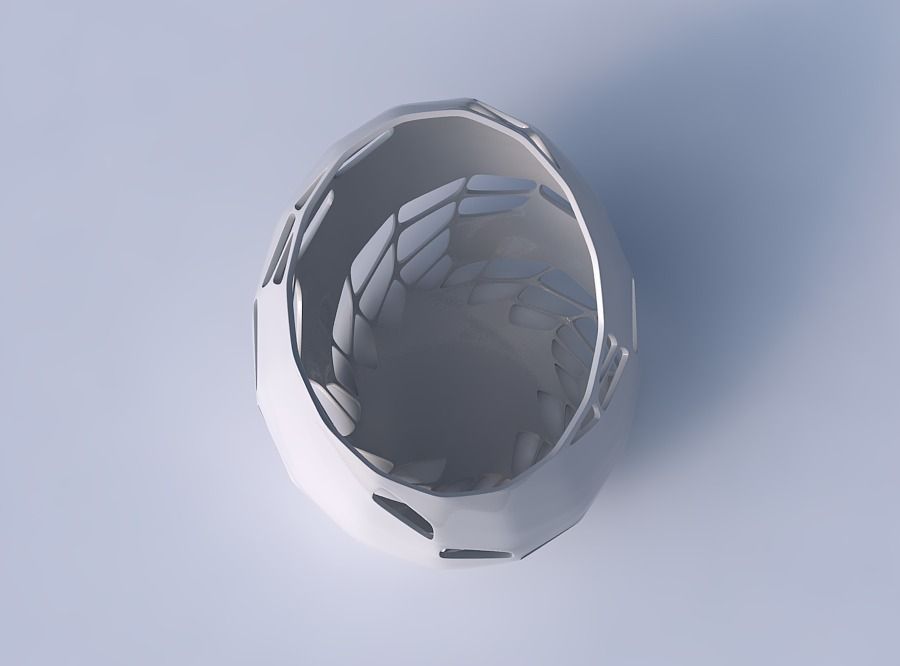 Bowl skewed with diagonal grid lattice 2 3D print model_2